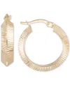Macy's Textured Angular Small Hoop Earrings In 10k Gold, 7/8" In Gold