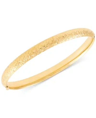Macy's Textured Bangle Bracelet In 10k Gold, White Gold And Rose Gold In Yellow Gold