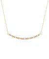 Macy's Textured Bead Curved Bar 17" Collar Necklace In 14k Tricolor Gold In Tri-color
