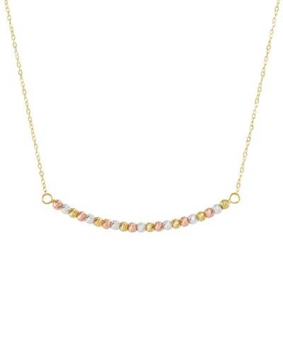 Macy's Textured Bead Curved Bar 17" Collar Necklace In 14k Tricolor Gold In Tri-color