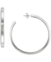 Macy's Textured C-hoop Earrings In 14k Gold Vermeil Over Sterling Silver, 2-1/4" (also In Sterling Silver) In Silver