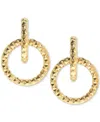 Macy's Textured Circle Doorknocker Drop Earrings In 10k Gold In Gold
