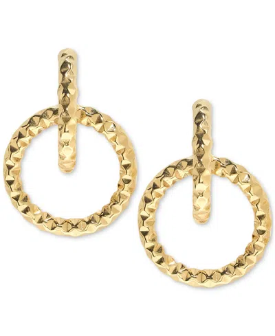 Macy's Textured Circle Doorknocker Drop Earrings In 10k Gold