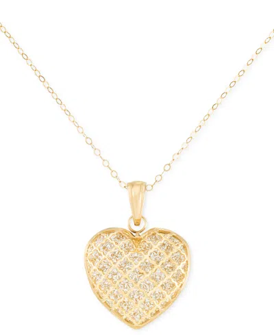Macy's Textured Heart 18" Pendant Necklace In 10k Two-tone Gold