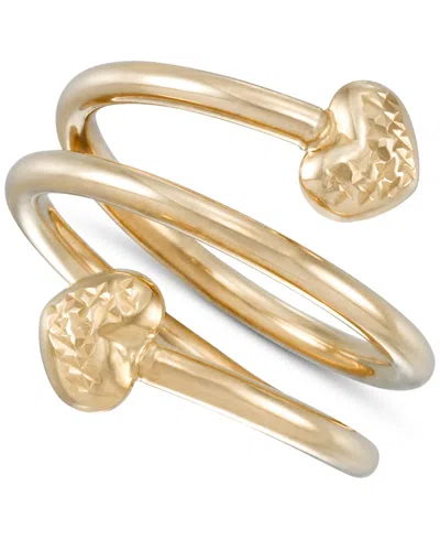 Macy's Textured Heart Polished Spiral Bypass Ring In 10k Gold