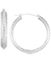 Macy's Textured Hoop Earrings In 10k Yellow Gold, Rose Gold Or White Gold In White Gold