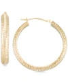 Macy's Textured Hoop Earrings In 10k Yellow Gold, Rose Gold Or White Gold In Yellow Gold