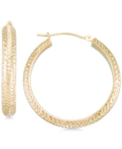 Macy's Textured Hoop Earrings In 10k Yellow Gold, Rose Gold Or White Gold