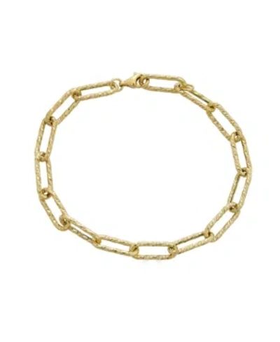 Macy's Textured Paperclip Link Chain Bracelet In 10k Gold In Yellow Gold