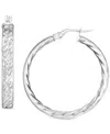 Macy's Textured Small Hoop Earrings In 14k Gold, 1" In White Gold