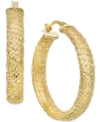 Macy's Textured Weave Hoop Earring Collection In 10k Gold In Gold