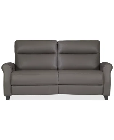 Macy's Thandler 2-pc. Leather Sofa With 2 Power Recliners, Exclusively At  In Gray