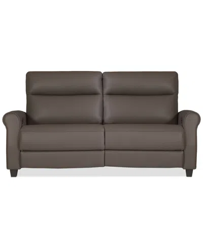 Macy's Thandler 2-pc. Leather Sofa With 2 Power Recliners, Exclusively At  In Brown