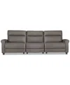 Macy's Thandler 3-pc. Leather Sofa With 2 Power Recliners And 1 Drop Down Table, Exclusively At  In Gray