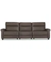 Macy's Thandler 3-pc. Leather Sofa With 2 Power Recliners And 1 Drop Down Table, Exclusively At  In Brown