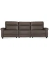 Macy's Thandler 3-pc. Leather Sofa With 3 Power Recliners, Exclusively At