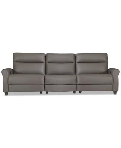 Macy's Thandler 3-pc. Leather Sofa With 3 Power Recliners, Exclusively At