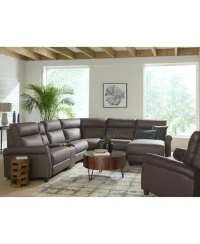 Macy's Thandler Zero Gravity Leather Sectional Collection Created For Macys In Gray