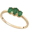Macy's Three Oval Emerald (1/2 Ct. T.w.) Ring In 14k Gold-plated Over Sterling Silver In Gold