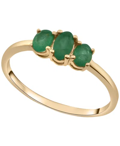 Macy's Three Oval Emerald (1/2 Ct. T.w.) Ring In 14k Gold-plated Over Sterling Silver
