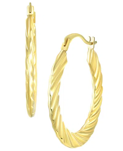 Macy's Timeless Cable Oval Hoop Earrings In 10k Yellow Gold
