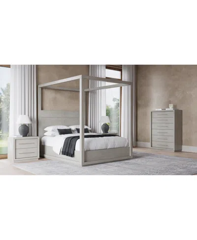 Macy's Tivie 3pc Bedroom Set (king Canopy Bed + Chest + Nightstand), Created For  In Gray