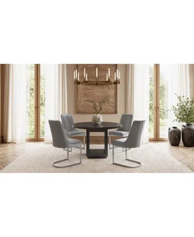 Macy's Tivie 5-pc. Dining Set (round Table & 4 Metal Dining Chairs) In Gray