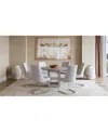 Macy's Tivie 7-pc. Dining Set (round Table & 6 Metal Dining Chairs) In White