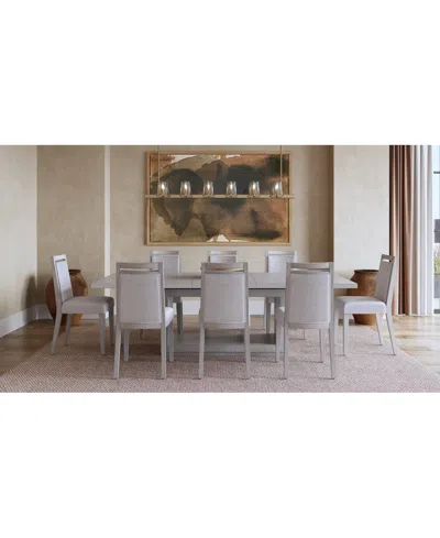 Macy's Tivie 9-pc. Dining Set (rectangular Table & 8 Wood Dining Chairs) In Gray