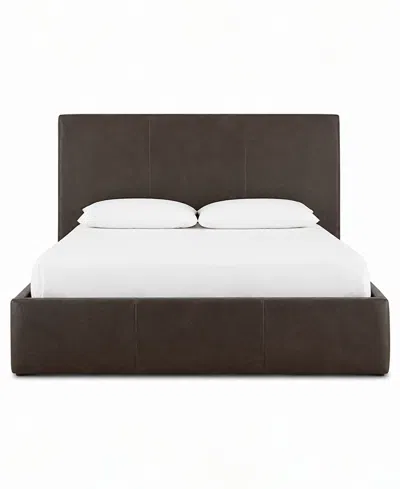 Macy's Tivie California King Leather High-headboard Bed In Black