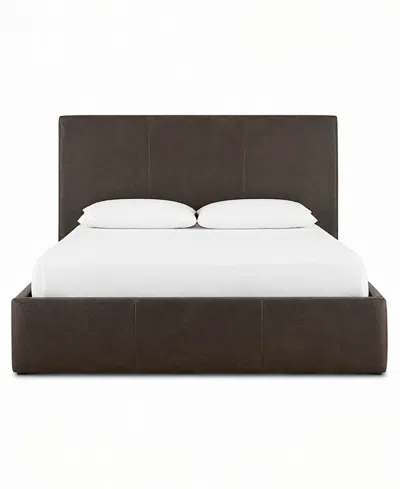 Macy's Tivie Queen Leather High-headboard Bed In Black