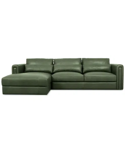 Macy's Touville 2-pc. Leather Sectional With Chaise, Exclusively At  In Green