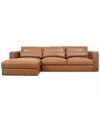 Macy's Touville 2-pc. Leather Sectional With Chaise, Exclusively At  In Brown