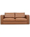 Macy's Touville Leather Sofa, Exclusively At  In Brown