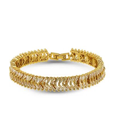 Macy's Trapezium Cubic Zirconia Chevron Pattern Tennis Bracelet In Gold