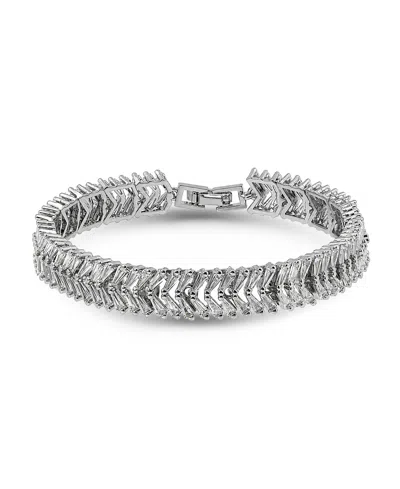 Macy's Trapezium Cubic Zirconia Chevron Pattern Tennis Bracelet In Metallic