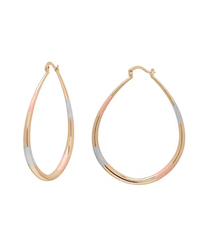 Macy's Tri-color Pear-shaped Hoop Earrings In Gold