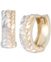 Macy's Tricolor Textured Small Huggie Hoop Earrings In 10k Gold, 1/2" In Tricolor