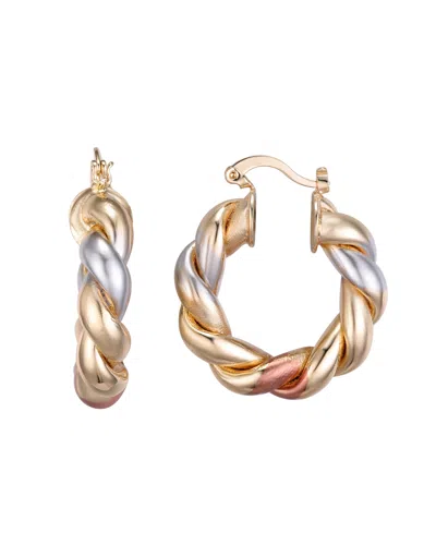 Macy's Triple Color Hoop Earrings In Gold
