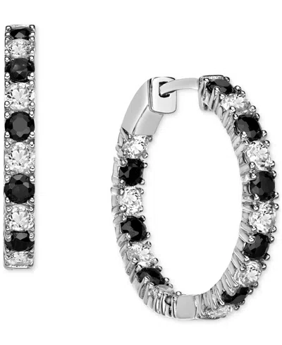 Macy's Truffle Sapphire (1-1/2 Ct. T.w.) & White Sapphire (1/3 Ct. T.w.) Hoop Earrings In Sterling Silver