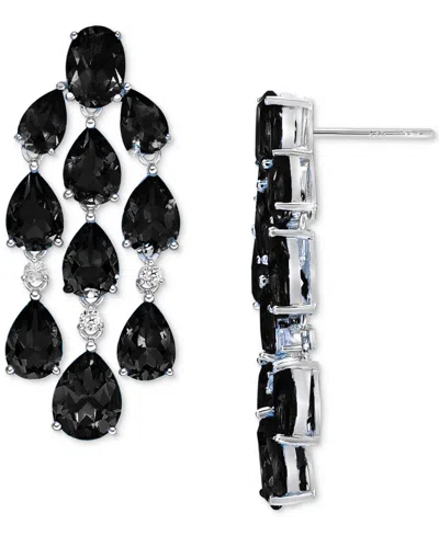 Macy's Truffle Sapphire (17-3/8 Ct. T.w.) & White Topaz (1/4 Ct. T.w.) Chandelier Drop Earrings In Sterling
