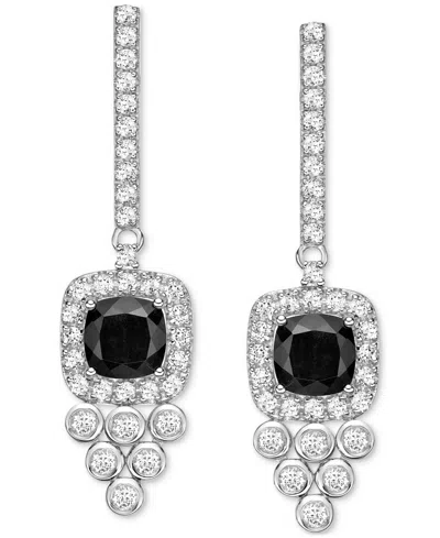 Macy's Truffle Sapphire (2-1/2 Ct. T.w.) & White Sapphire (1/4 Ct. T.w.) Drop Earrings In Sterling Silver