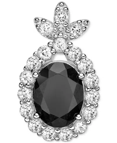 Macy's Truffle Sapphire (2-1/4 Ct. T.w.) & White Sapphire (1/2 Ct. T.w.) Pendant Necklace In Sterling Silve