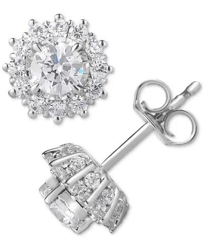 Macy's Diamond Halo Stud Earrings (1 Ct. T.w.) In 14k White Gold