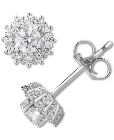 Macy's Diamond Halo Stud Earrings (1/2 Ct. T.w.) In 14k White Gold