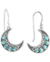 Macy's Turquoise Crescent Moon Drop Earrings In Sterling Silver In Turquoise