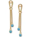 Macy's Lab Grown Onyx Popcorn Chain Link Drop Earrings In 14k Gold-plated Sterling Silver (also Available I In Turquoise