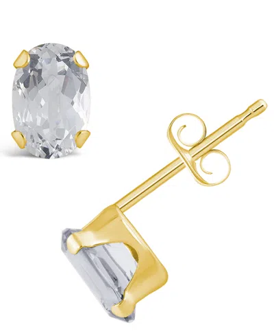 Macy's Turquoise Solitaire Oval Claw-set Stud Earrings In 14k Gold In White
