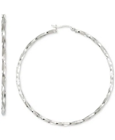 Macy's Twist Hoop Earrings In 14k Gold Plated Sterling Silver Or Sterling Silver (60mm)