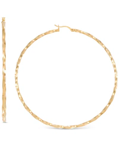 Macy's Twist Texture Extra-large Hoop Earrings In 14k Gold-plated Sterling Silver, 80mm In Gold Over Silver